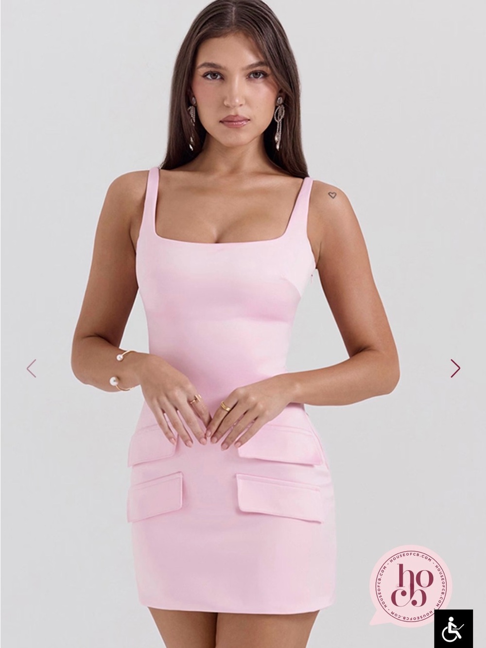 Rose Shadow Satin Sleeveless Mini Dress Brand New